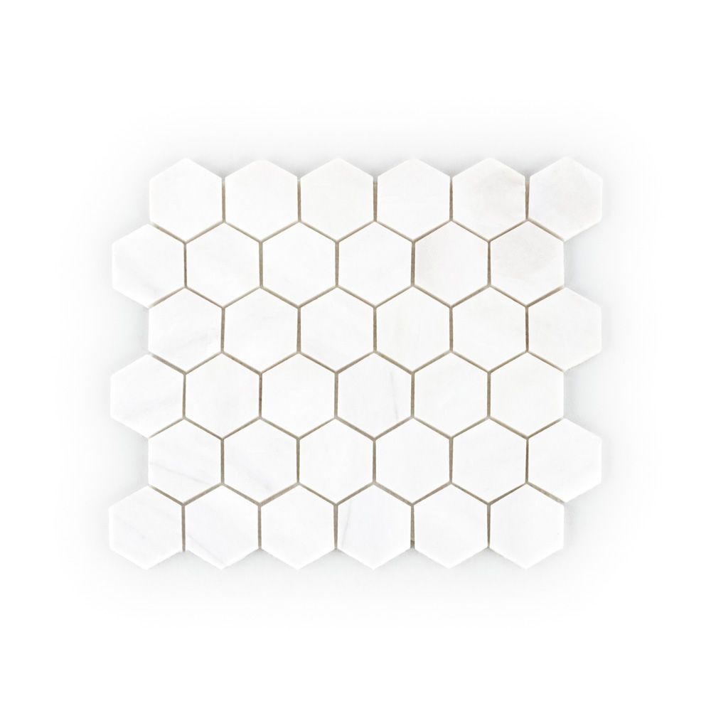 2" Hexagon Mosaic 9.375" x 10.75" Dolomite Straight Shot