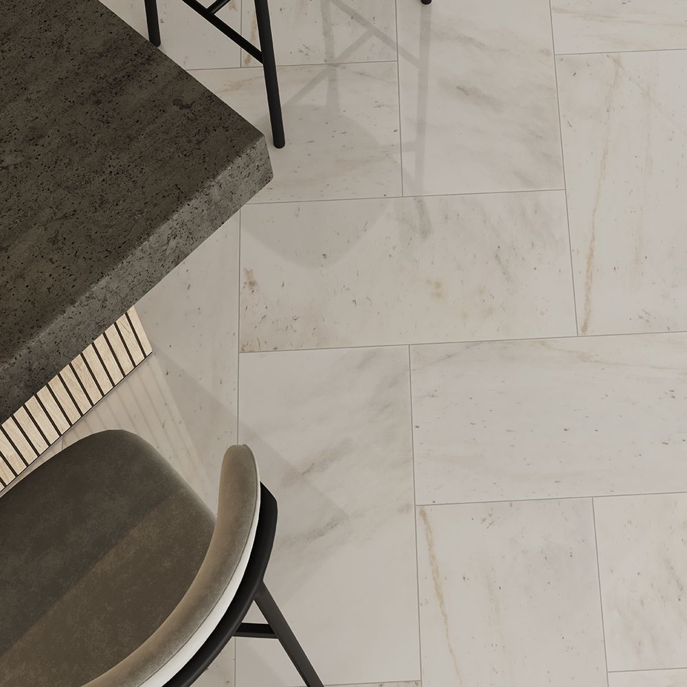 Field Tile 12" x 24" 12" x 24" Polished Crystal White Straight Shot