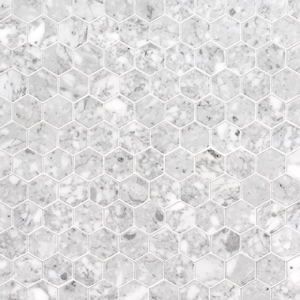 2" Hexagon Mosaic 9.375" x 10.75" Venato Straight Shot