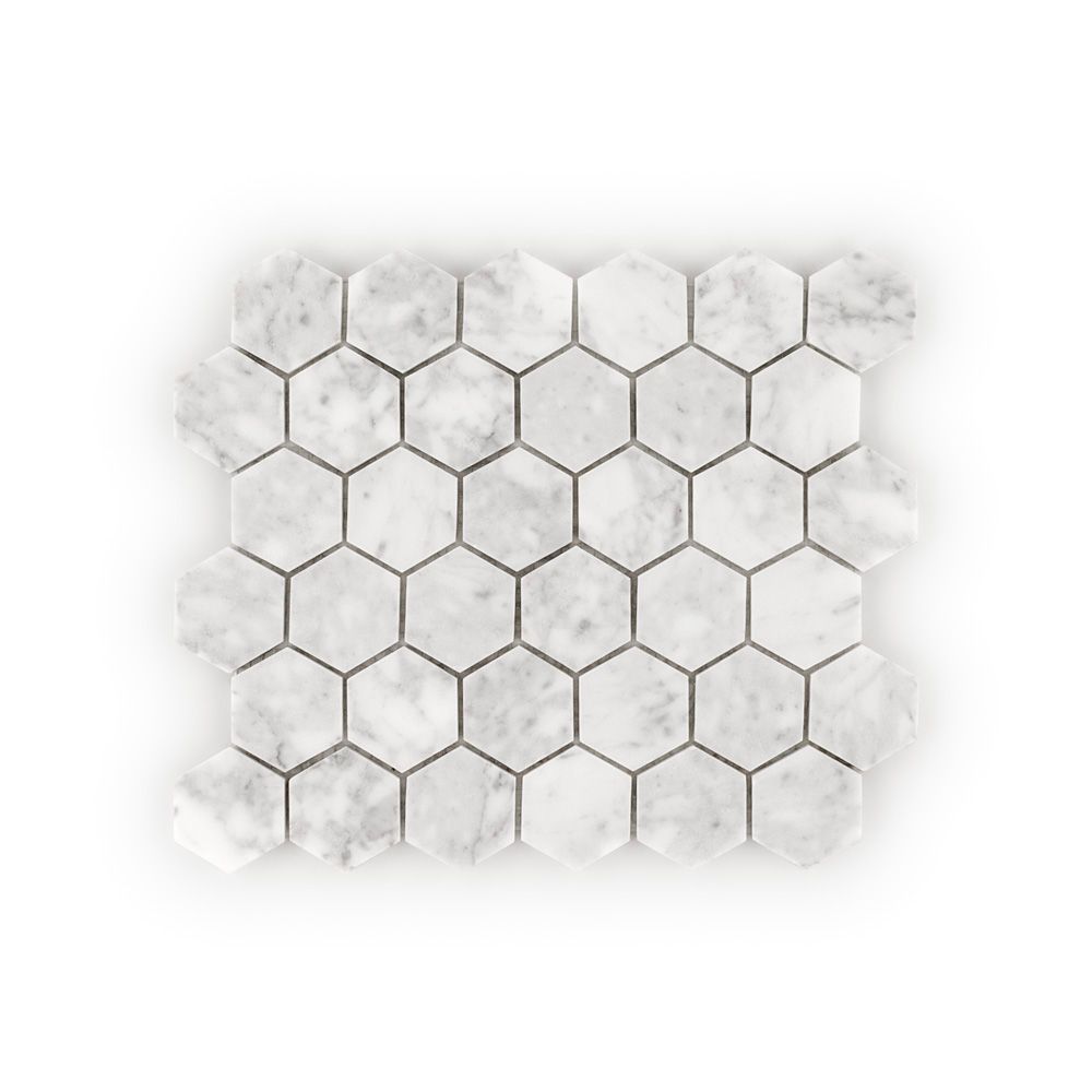 2" Hexagon Mosaic 9.375" x 10.75" Venato Straight Shot