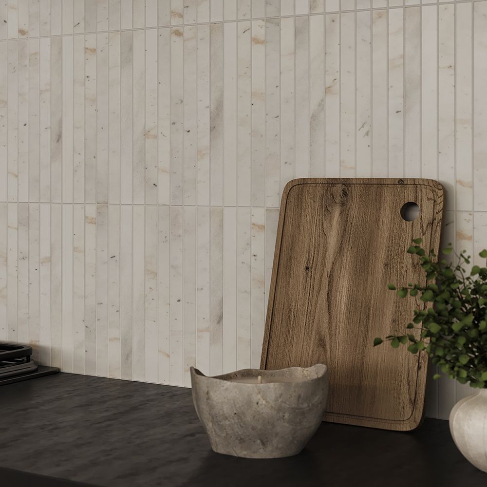 Proper Pillar Mosaic 11.375" x 11.75" Crystal White Straight Shot