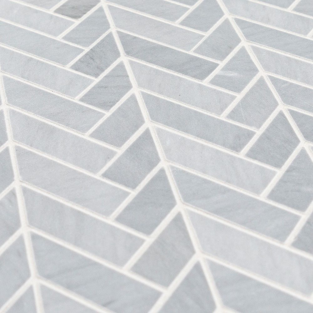 Mod Herringbone Mosaic 11.375" x 11.75" Bardiglio Straight Shot