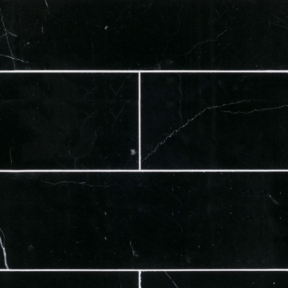 Field Tile 4" x 12" 4" x 12" Nero Marquina Straight Shot