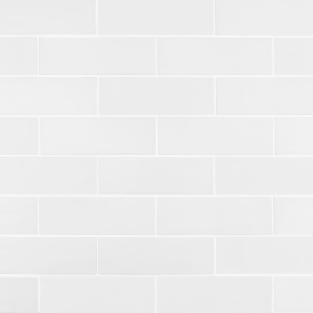 2.5" x 8" Brick Offset Mosaic 10.625" x 15.875" White Straight Shot