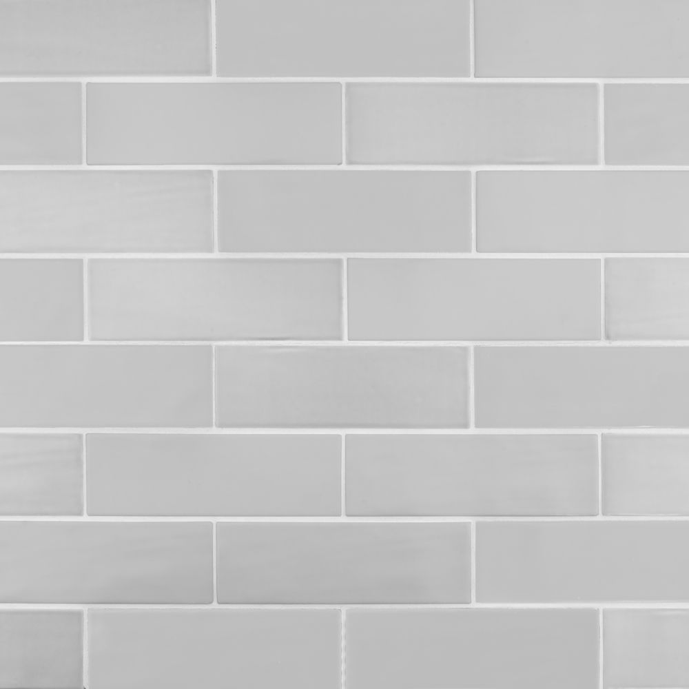2.5" x 8" Brick Offset Mosaic 10.625" x 15.875" Matte Grey Straight Shot