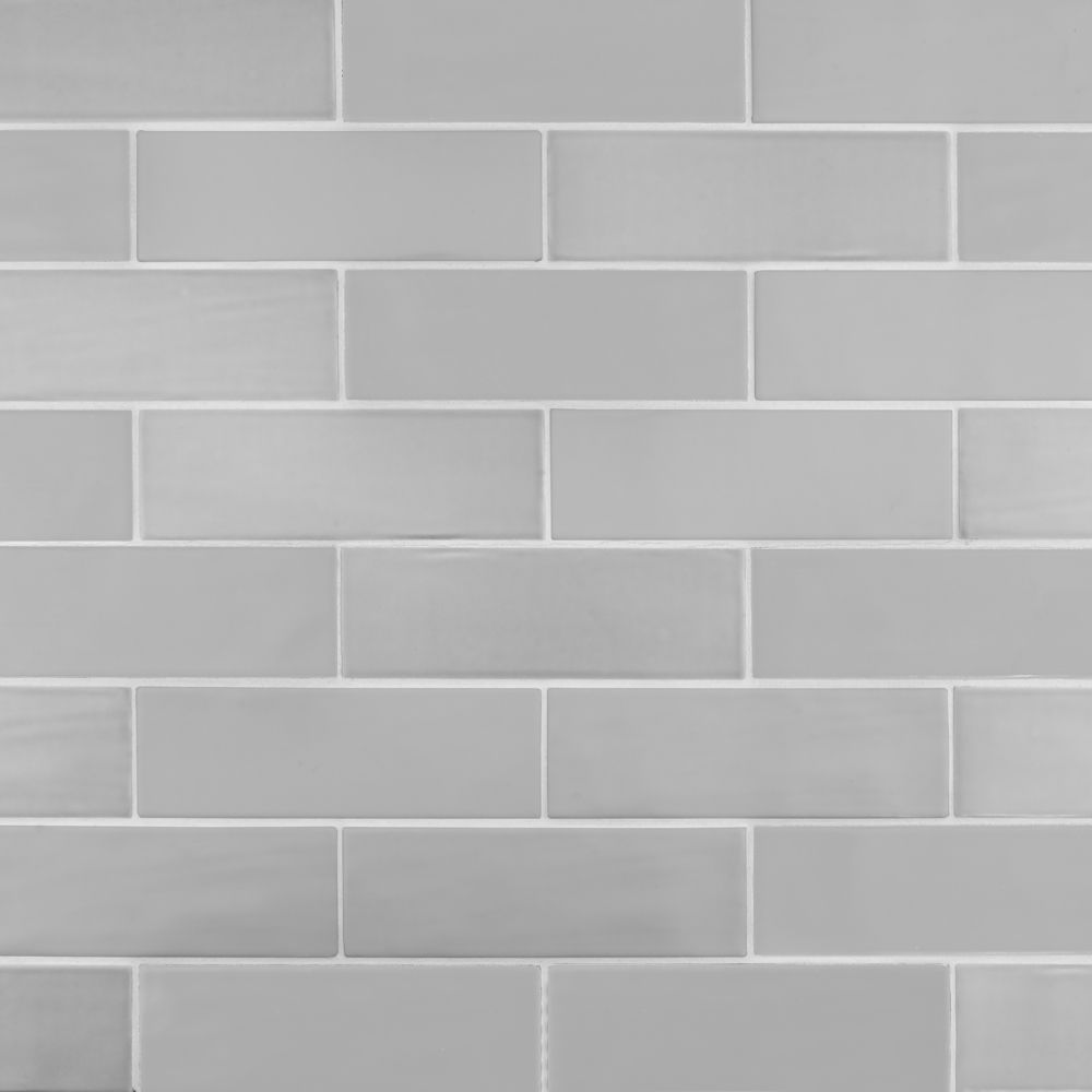 2.5" x 8" Brick Offset Mosaic 10.625" x 15.875" Matte/Gloss Grey Straight Shot