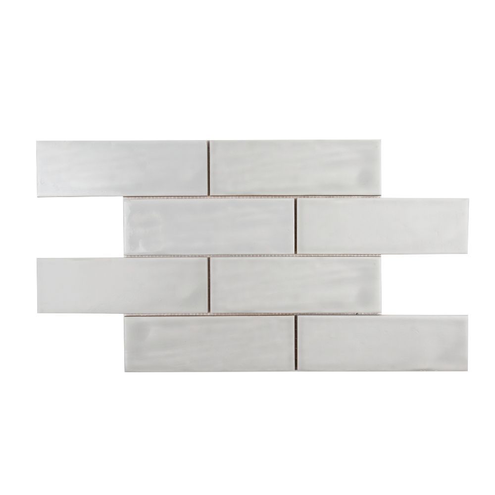 2.5" x 8" Brick Offset Mosaic 10.625" x 15.875" Matte/Gloss Grey Straight Shot