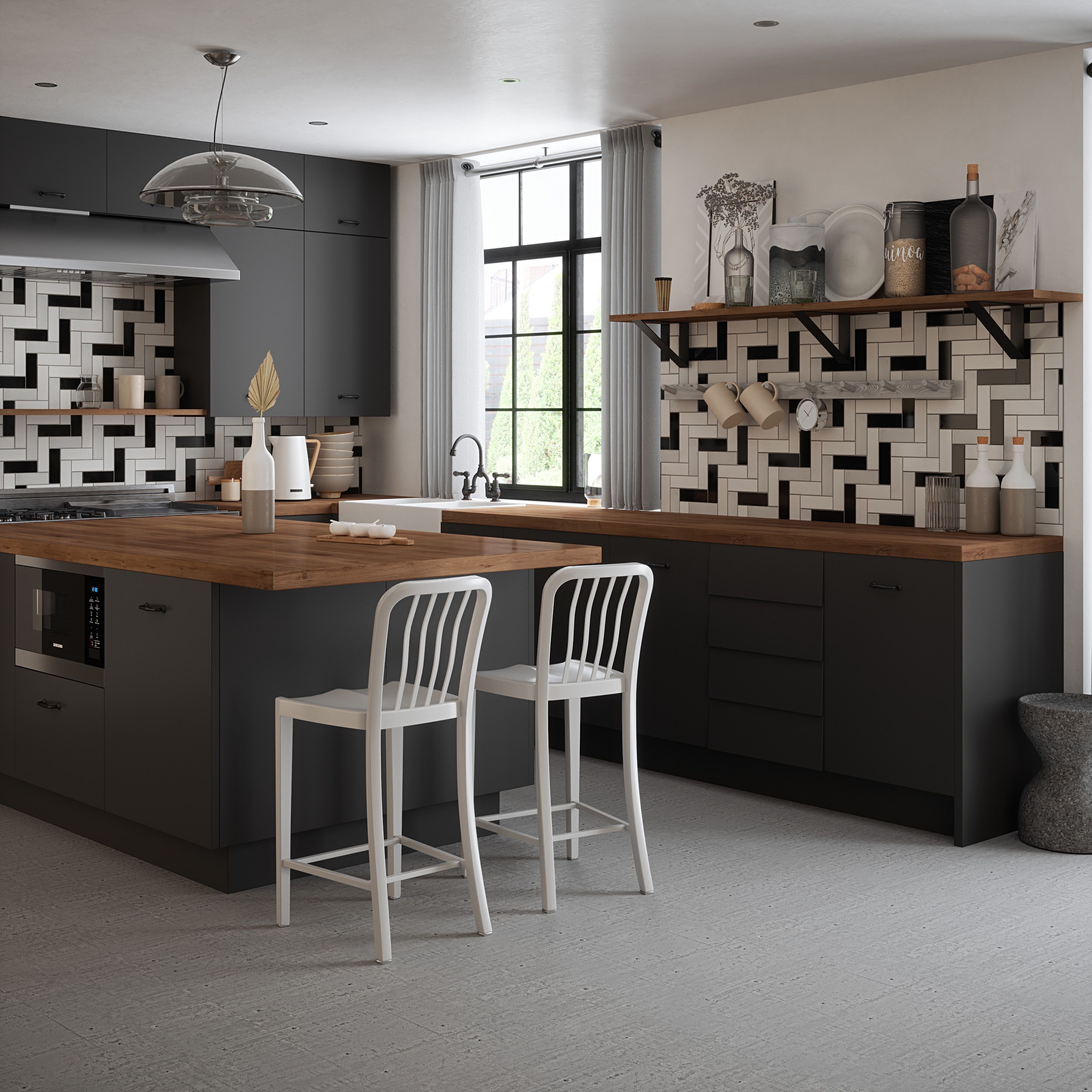 2.5" x 8" Brick Herringbone Mosaic 11.125" x 15.25" Multi/Specialty Straight Shot