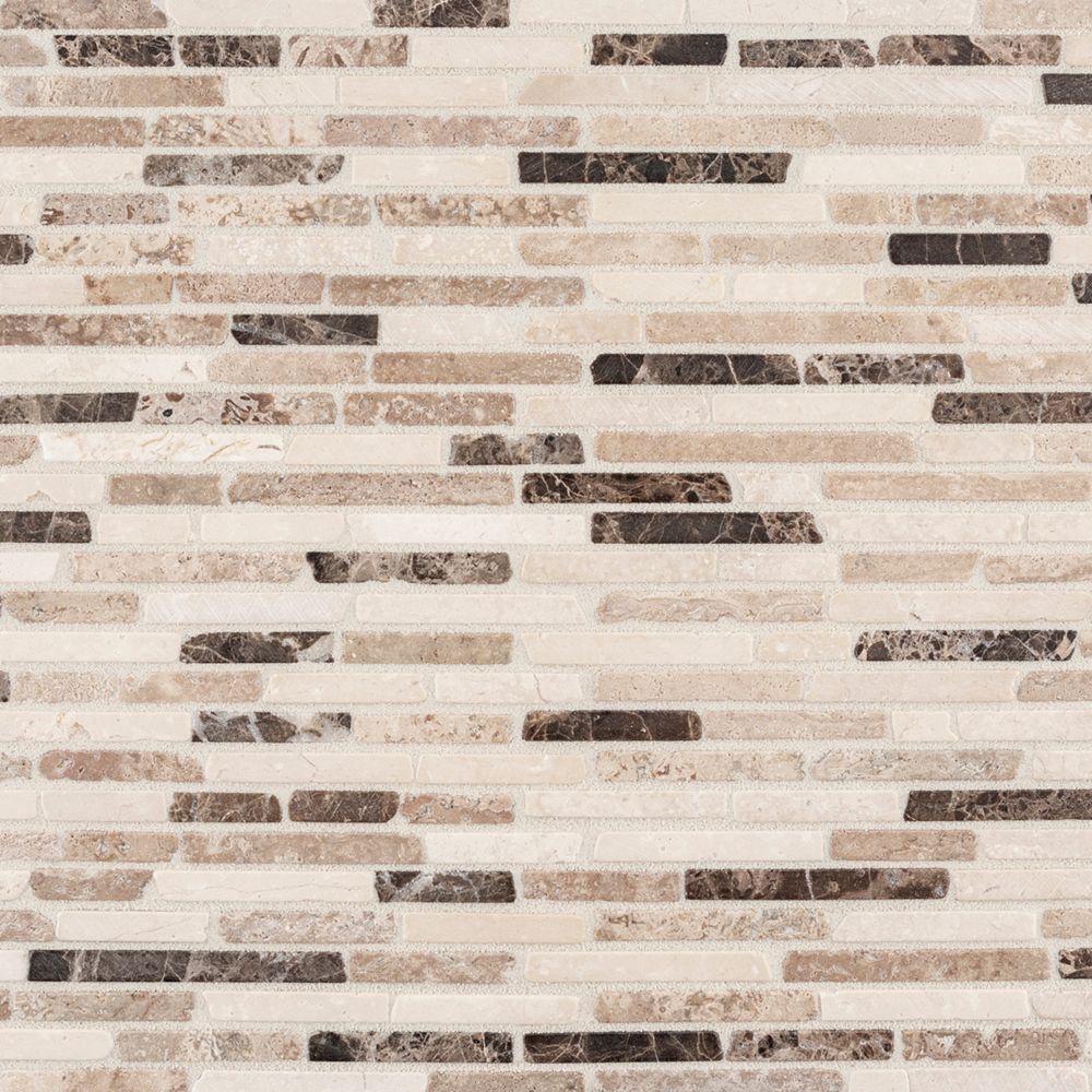 Cream Ribbon Mosaic 11.625" x 12.125" Beige/Cream Straight Shot