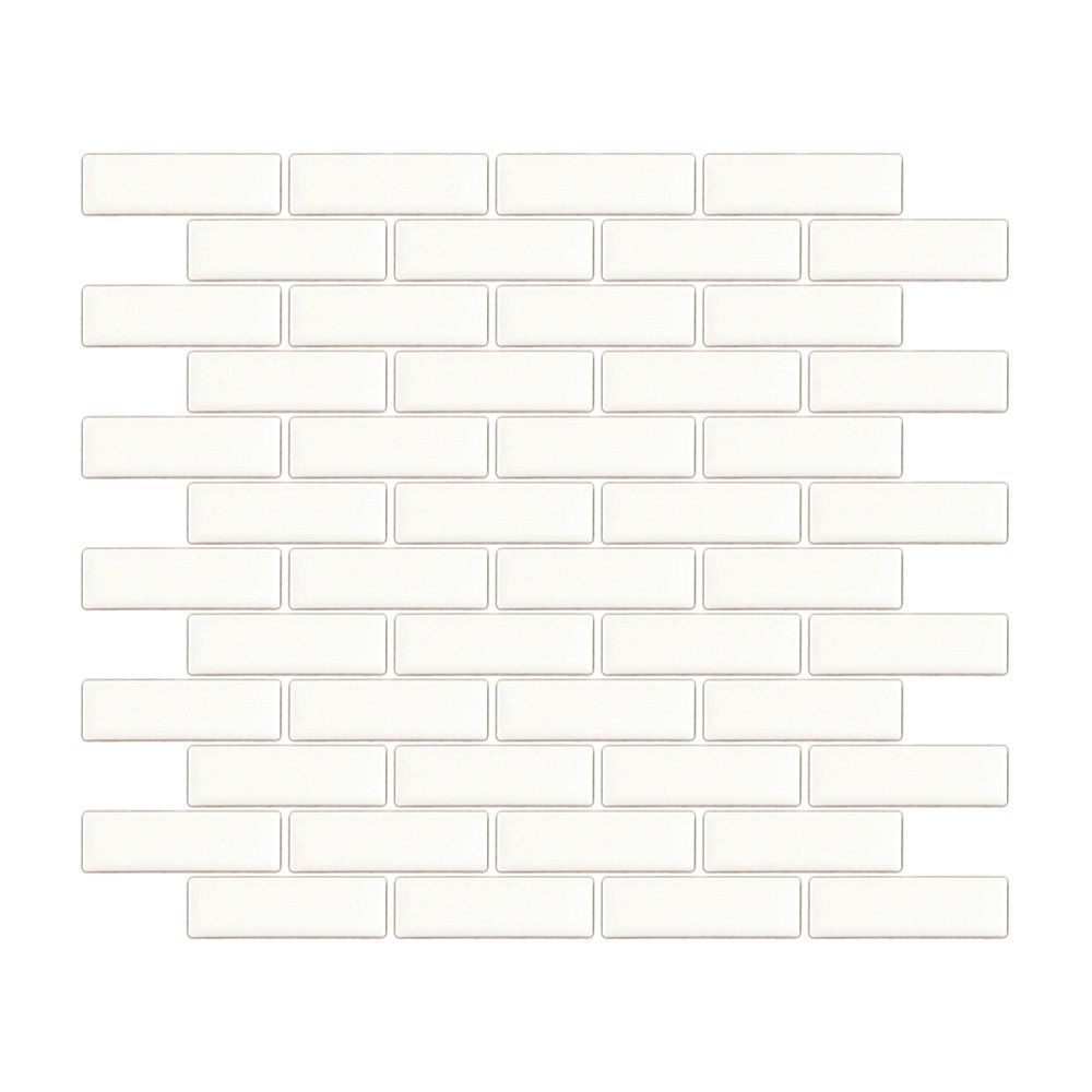 1" x 3" Brick Mosaic 11" x 11.375" White Straight Shot