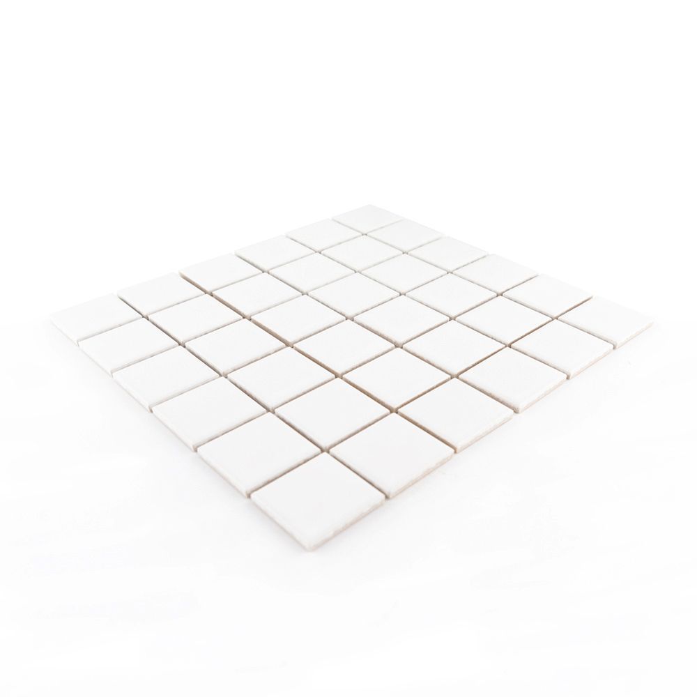 2" Square Mosaic 11.875" x 11.875" White Straight Shot