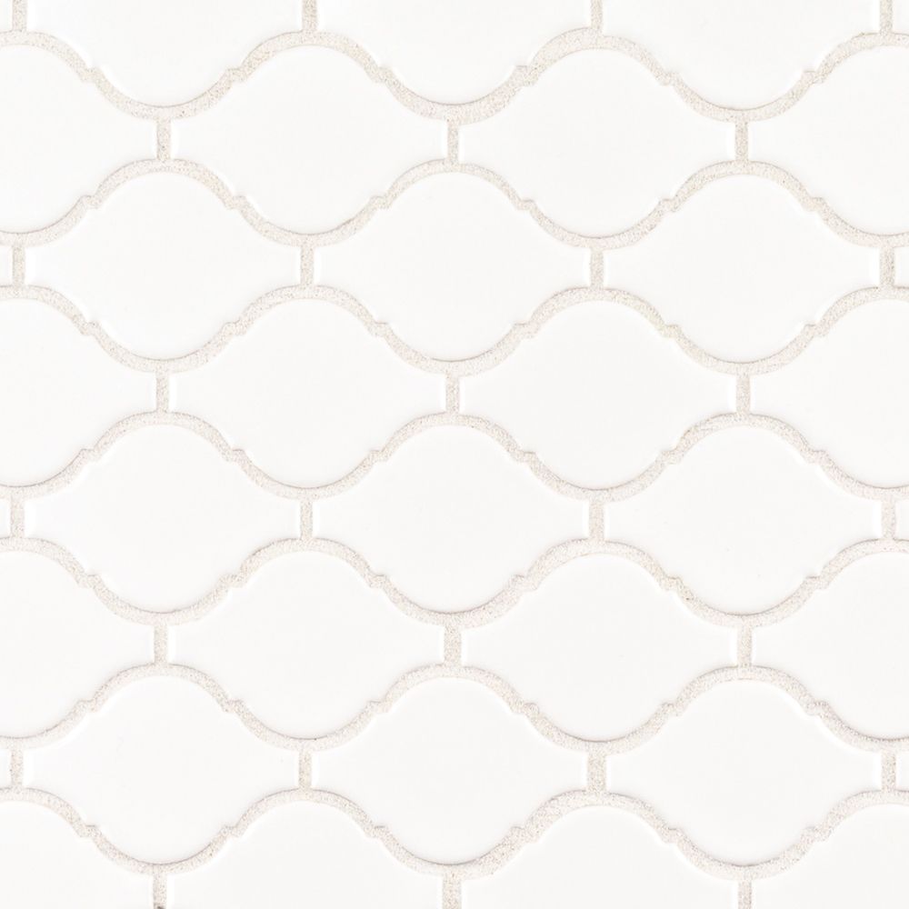 2.75" Arabesque Mosaic 9.75" x 11.25" White Straight Shot