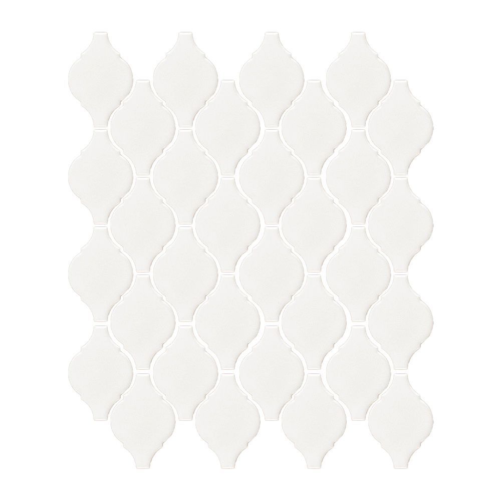2.75" Arabesque Mosaic 9.75" x 11.25" White Straight Shot