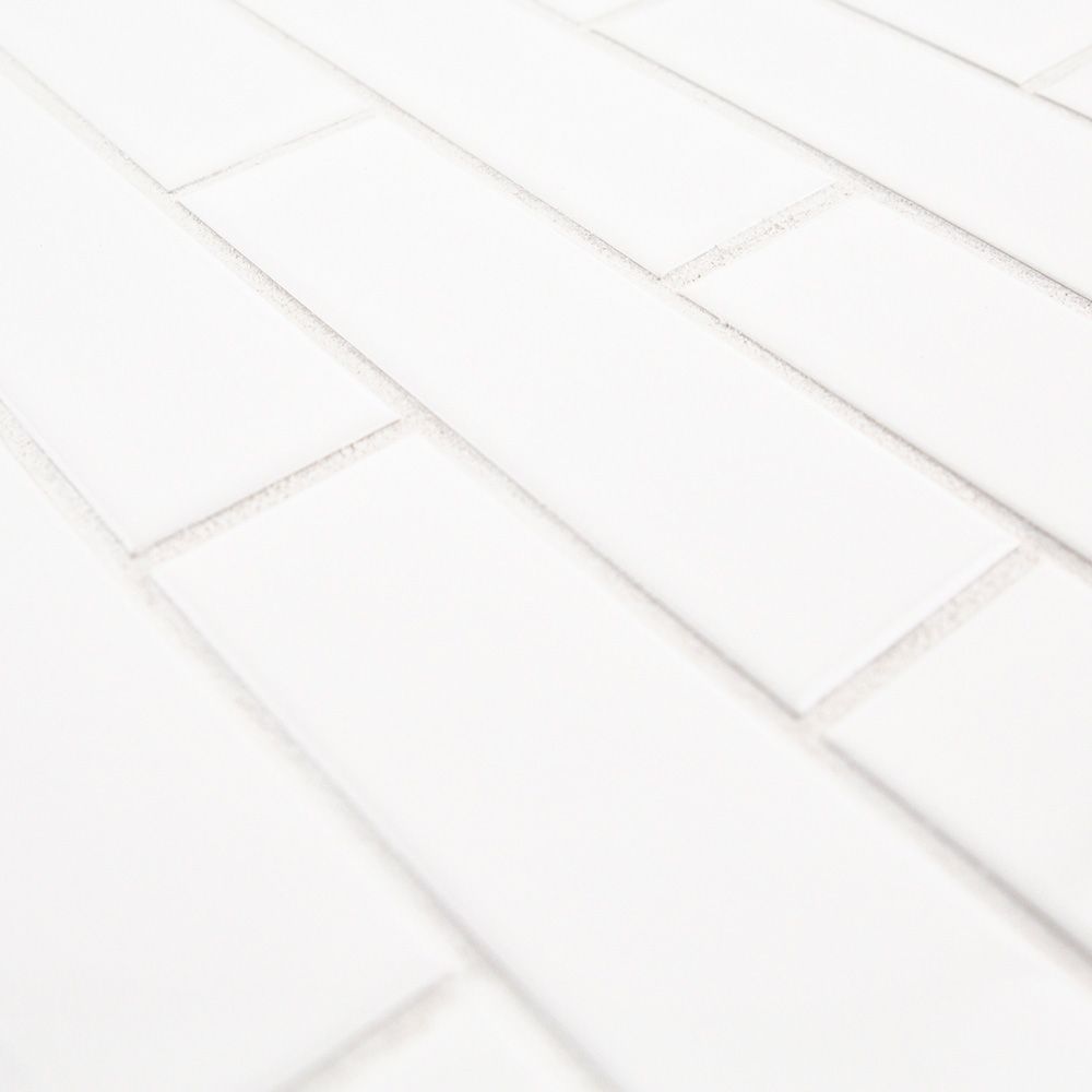 2" x 6" Brick Mosaic 11.125" x 11.5" White Straight Shot