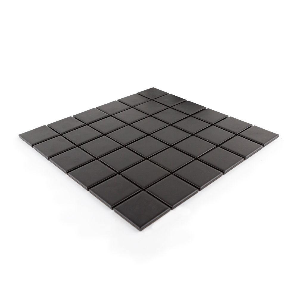 2" Square Mosaic 11.875" x 11.875" Black Straight Shot