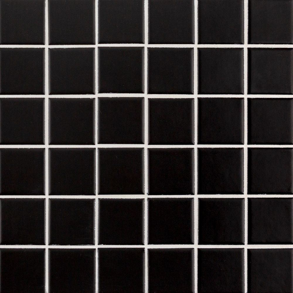 2" Square Mosaic 11.875" x 11.875" Black Straight Shot