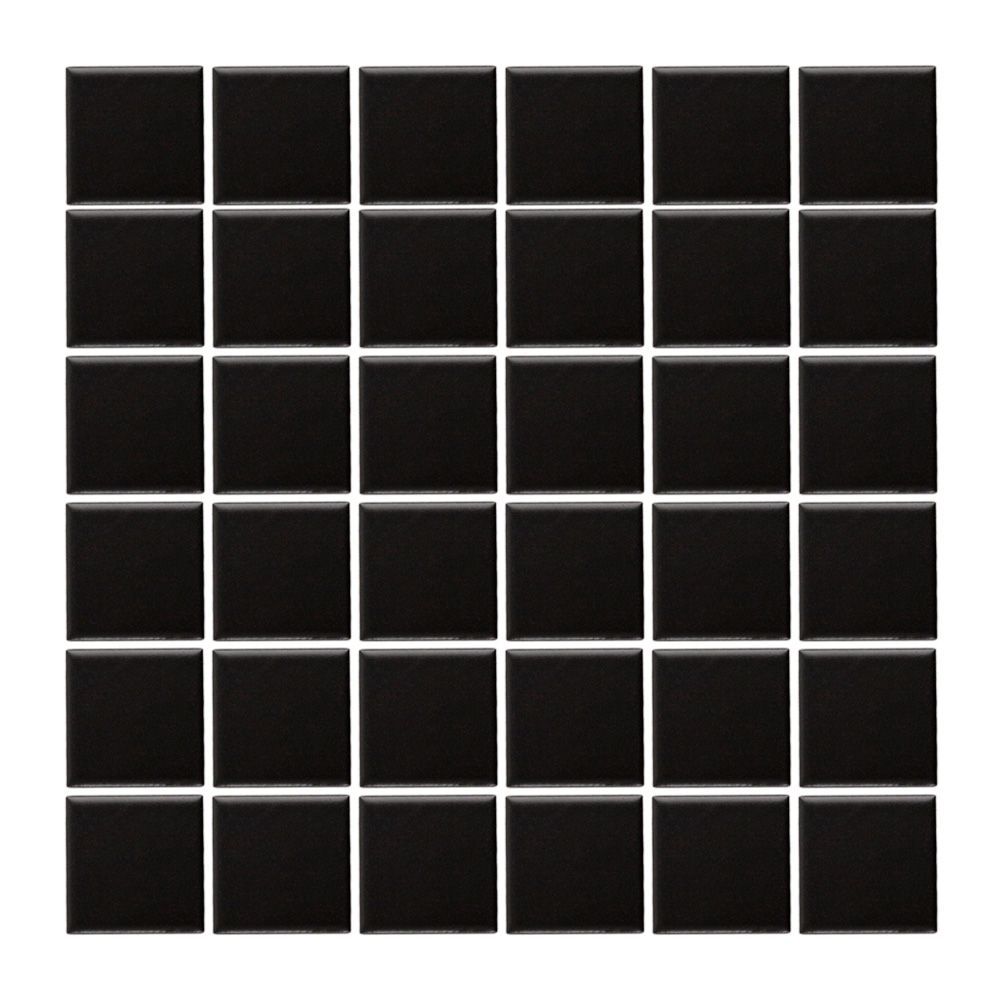 2" Square Mosaic 11.875" x 11.875" Black Straight Shot