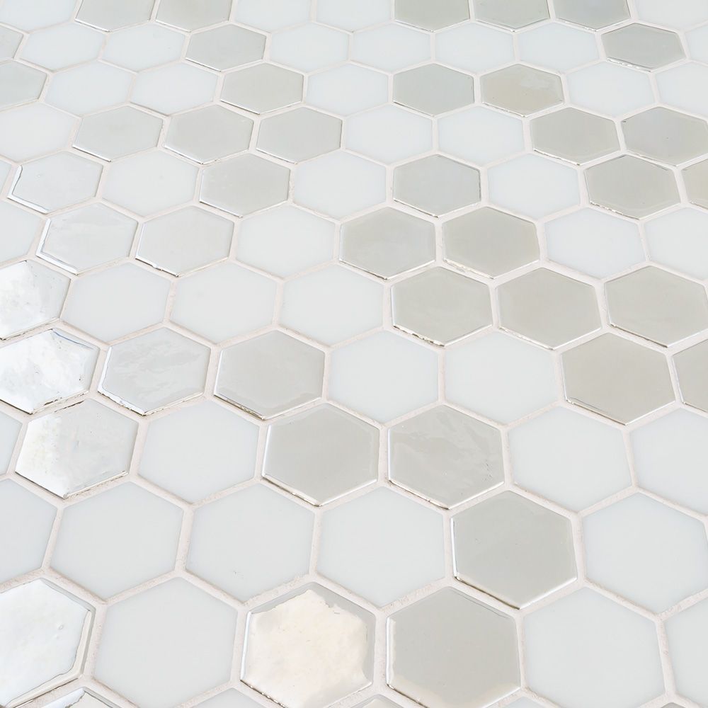 Brill Hexagon Mosaic 10.75" x 12.5" Pearl Straight Shot