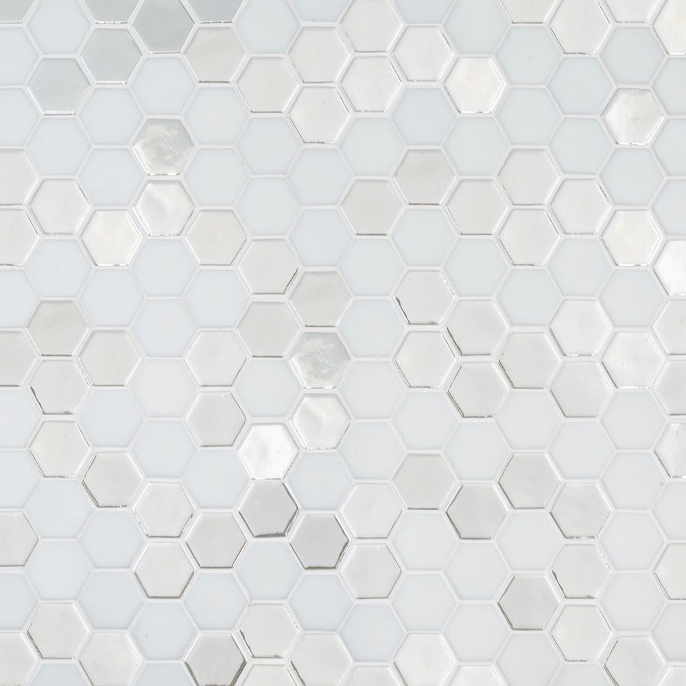 Brill Hexagon Mosaic 10.75" x 12.5" Pearl Straight Shot