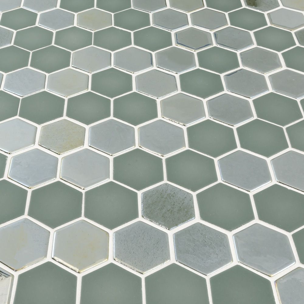 Brill Hexagon Mosaic 10.75" x 12.5" Olive Straight Shot