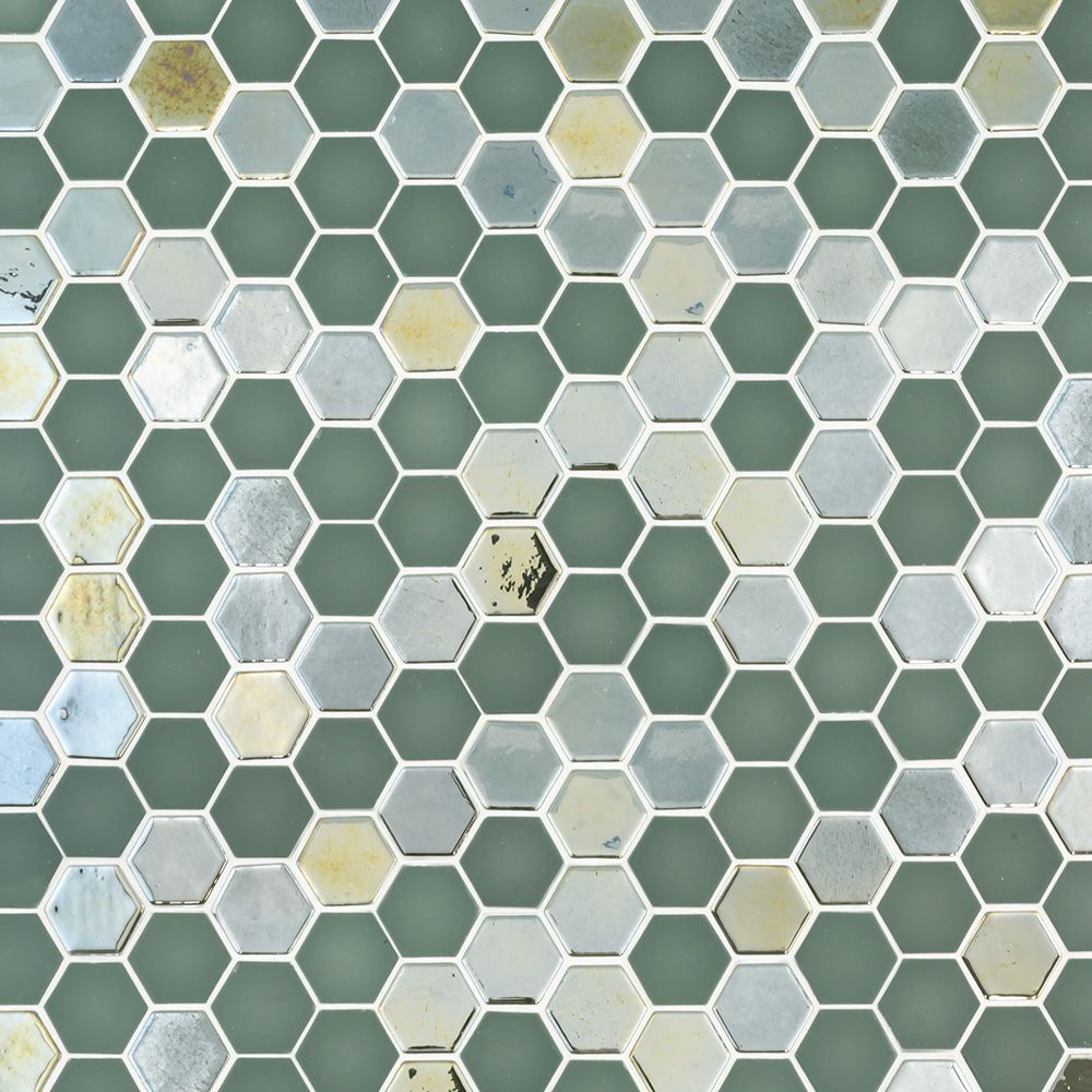 Brill Hexagon Mosaic 10.75" x 12.5" Olive Straight Shot
