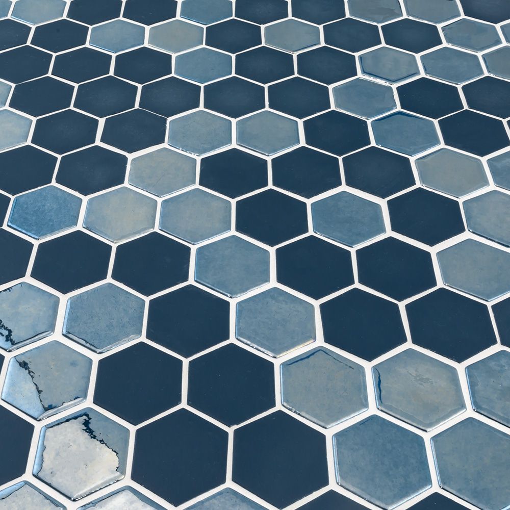 Brill Hexagon Mosaic 10.75" x 12.5" Azure Straight Shot