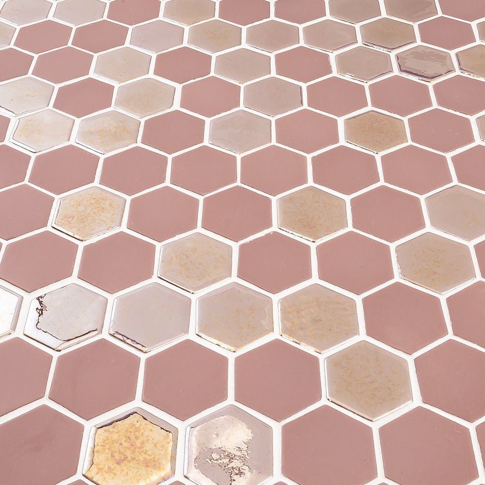 Brill Hexagon Mosaic 10.75" x 12.5" Rose Straight Shot