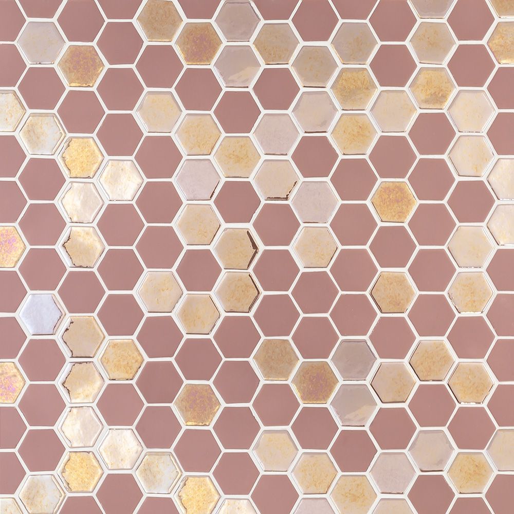 Brill Hexagon Mosaic 10.75" x 12.5" Rose Straight Shot