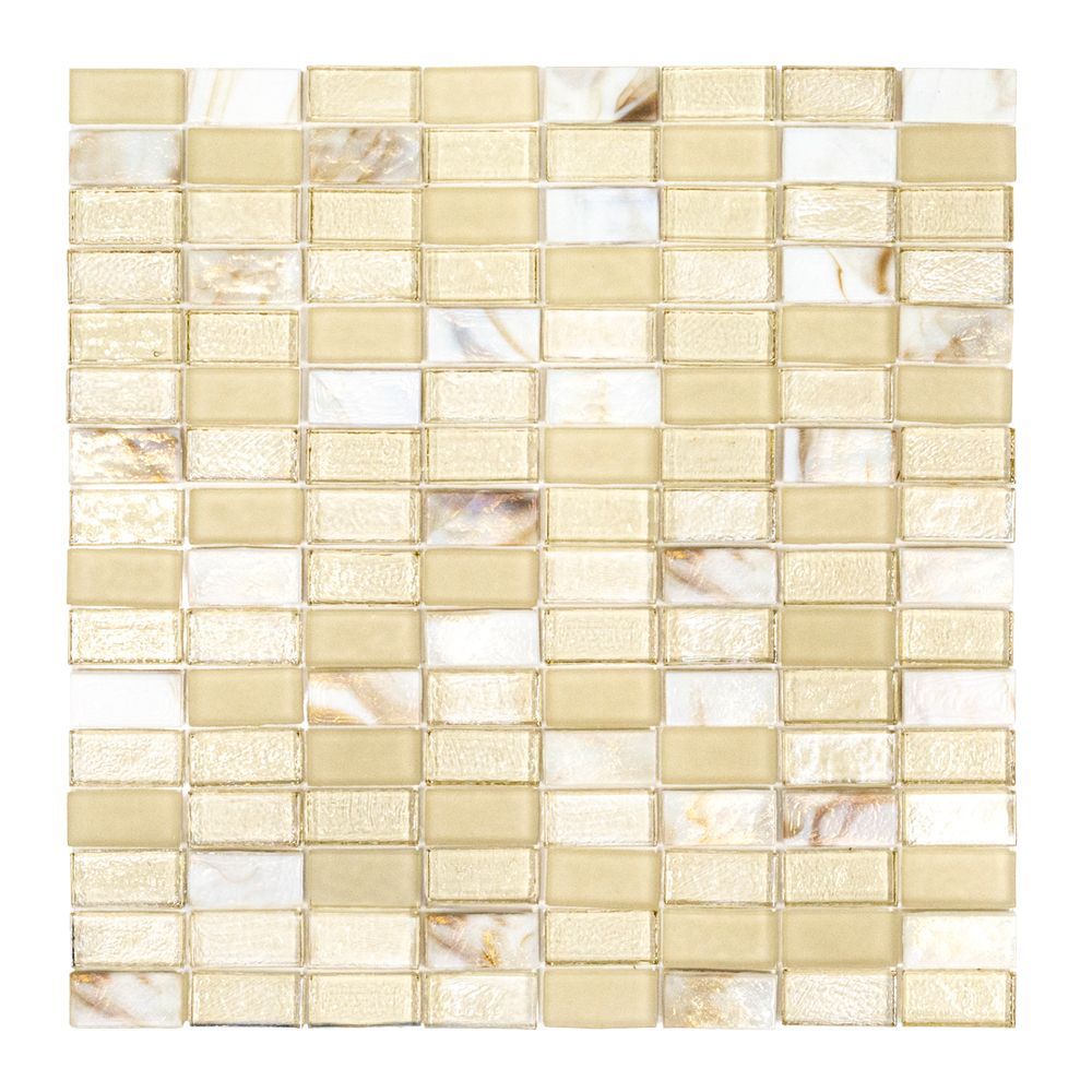 5/8" Stack Brick Blend Mosaic 12.25" x 12.25" Venice Straight Shot