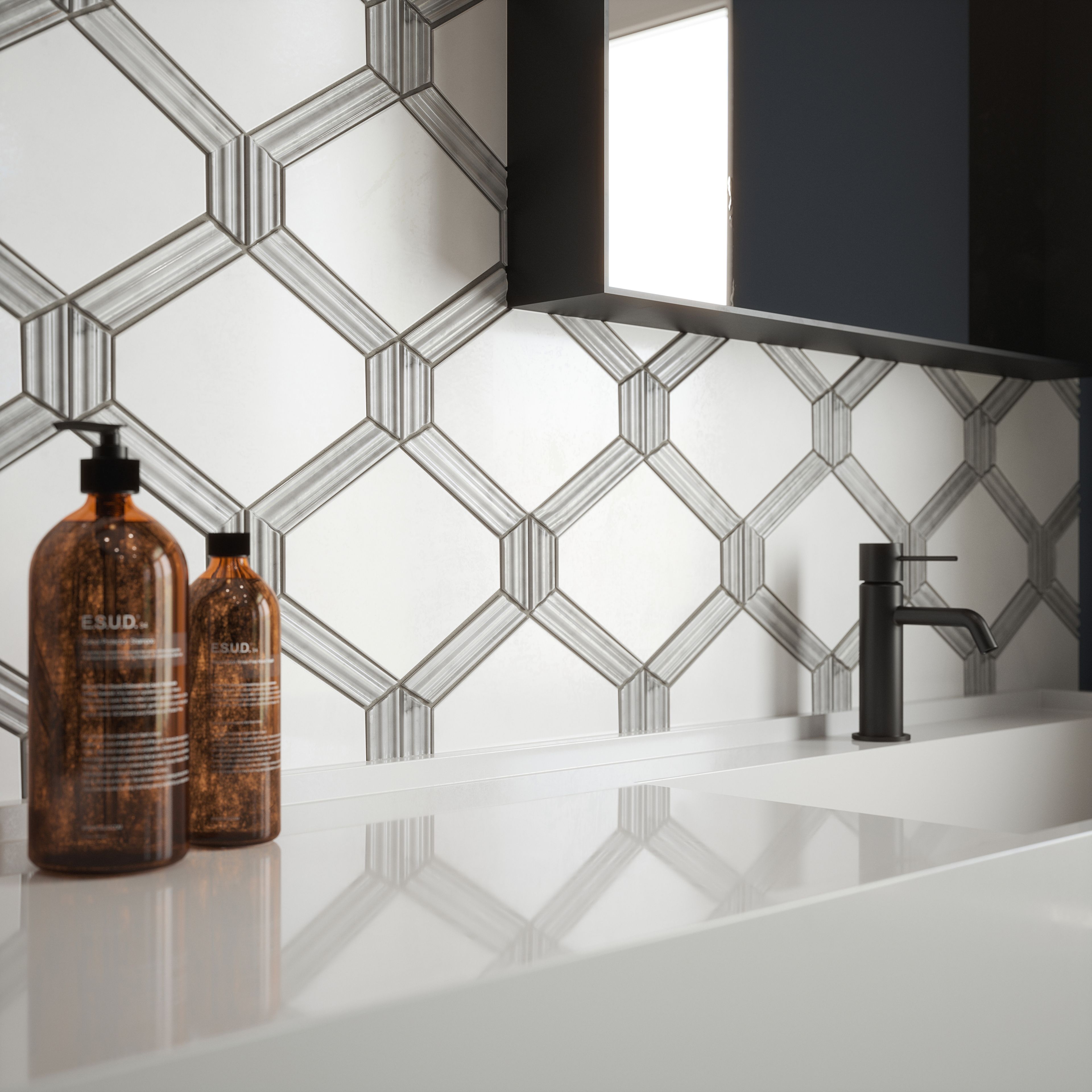 Crest Mosaic 8.875" x 10.125" White Straight Shot