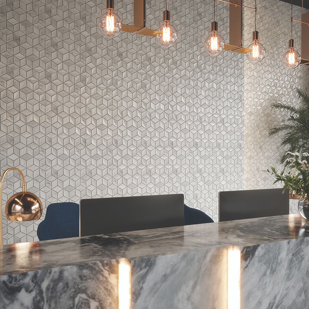 Posh Mosaic 10.625" x 12.25" Grey Straight Shot