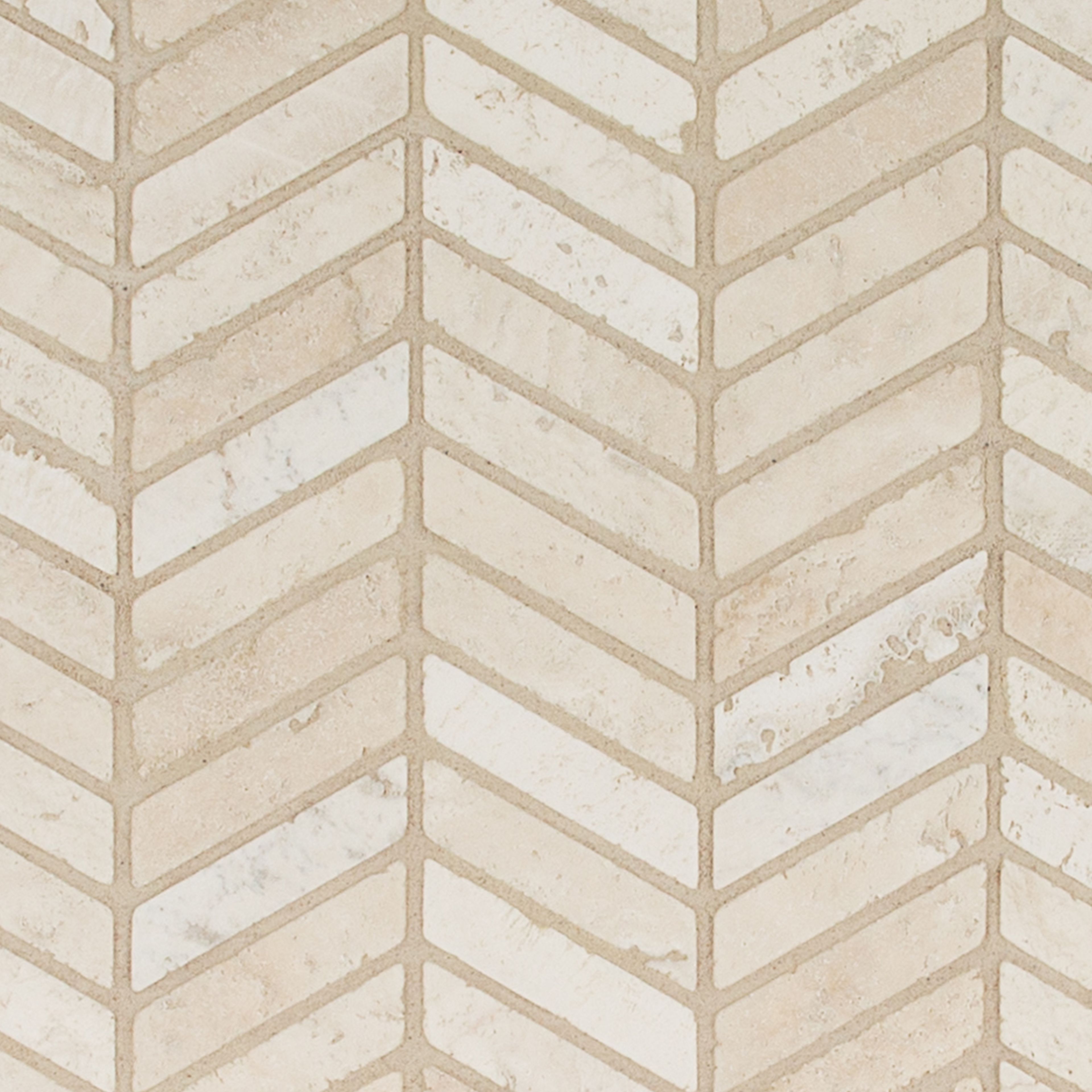 Chevron Mosaic 11.875" x 14.375" Beige Straight Shot