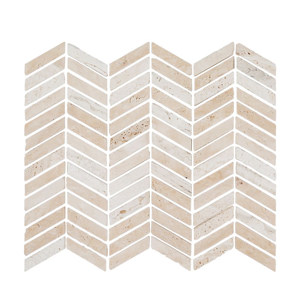 Chevron Mosaic 11.875" x 14.375" Beige Straight Shot