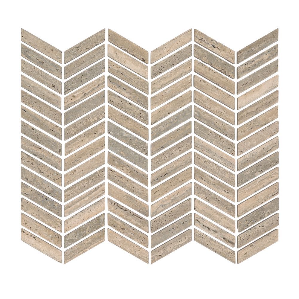 Chevron Mosaic 11.875" x 14.375" Taupe Straight Shot