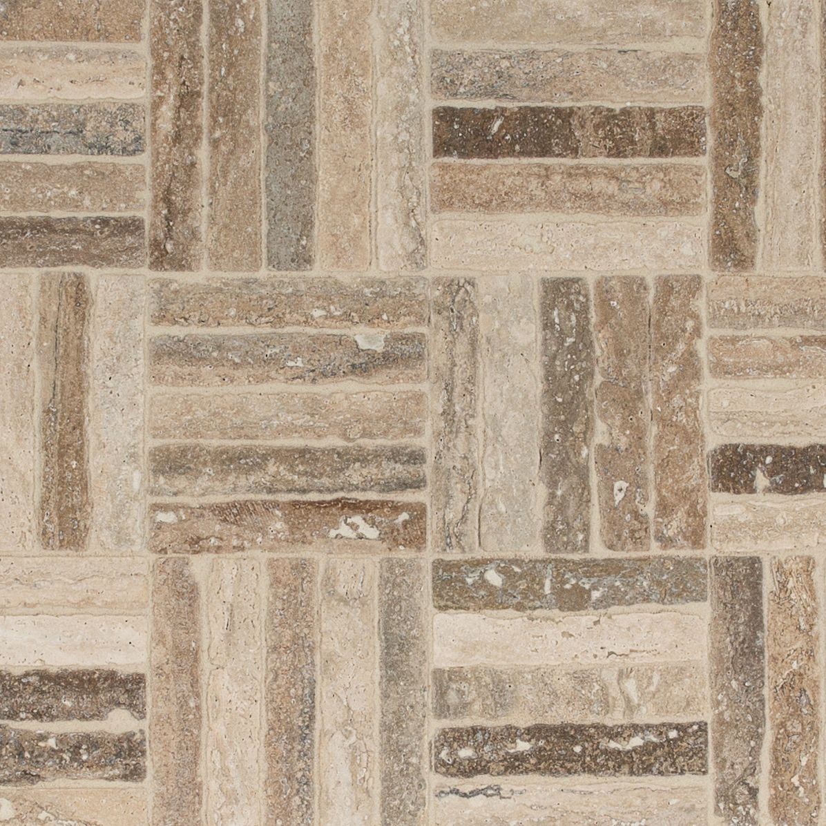 Parquet Mosaic 12" x 12" Taupe Straight Shot