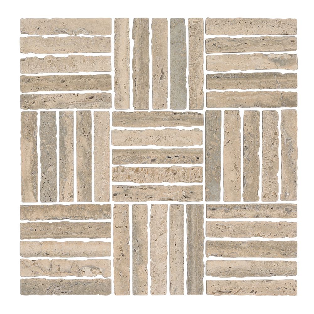 Parquet Mosaic 12" x 12" Taupe Straight Shot