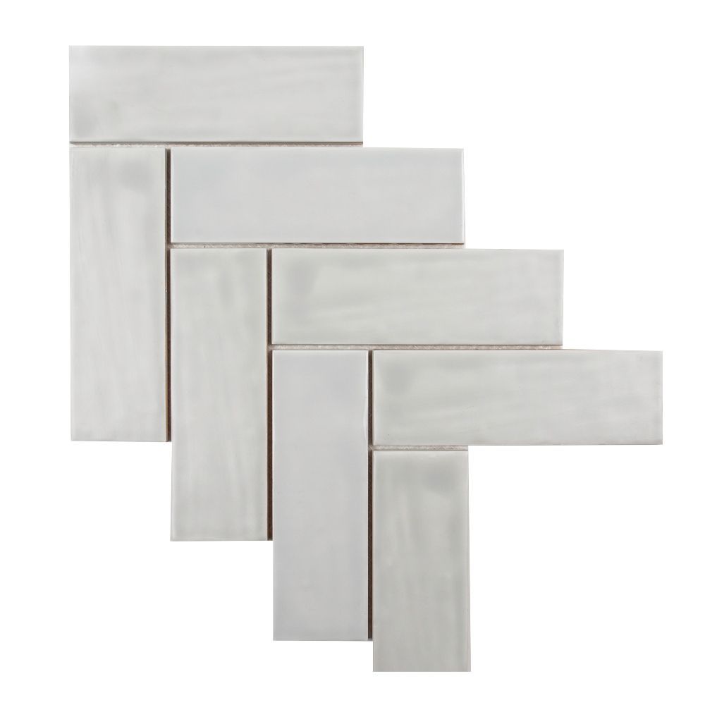 2.5" x 8" Brick Herringbone Mosaic 11.125" x 15.25"