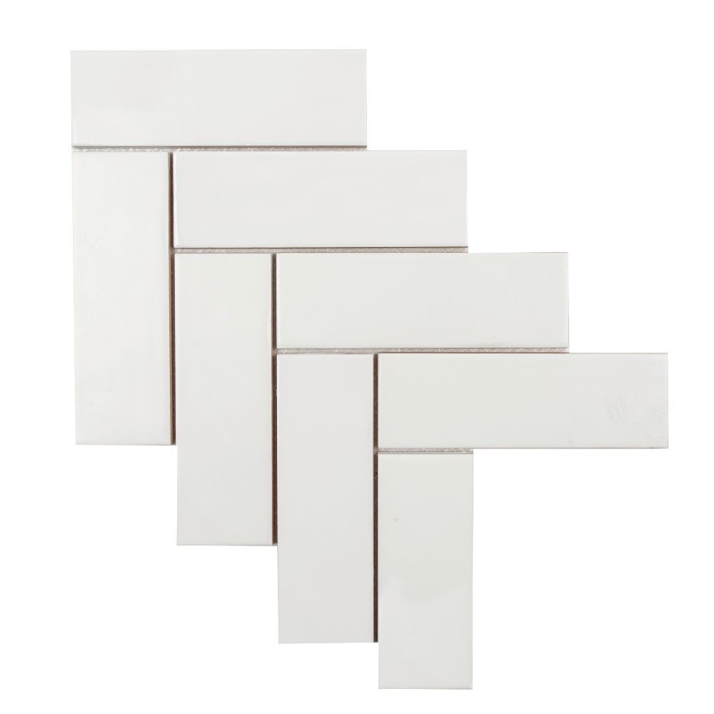 2.5" x 8" Brick Herringbone Mosaic 11.125" x 15.25"